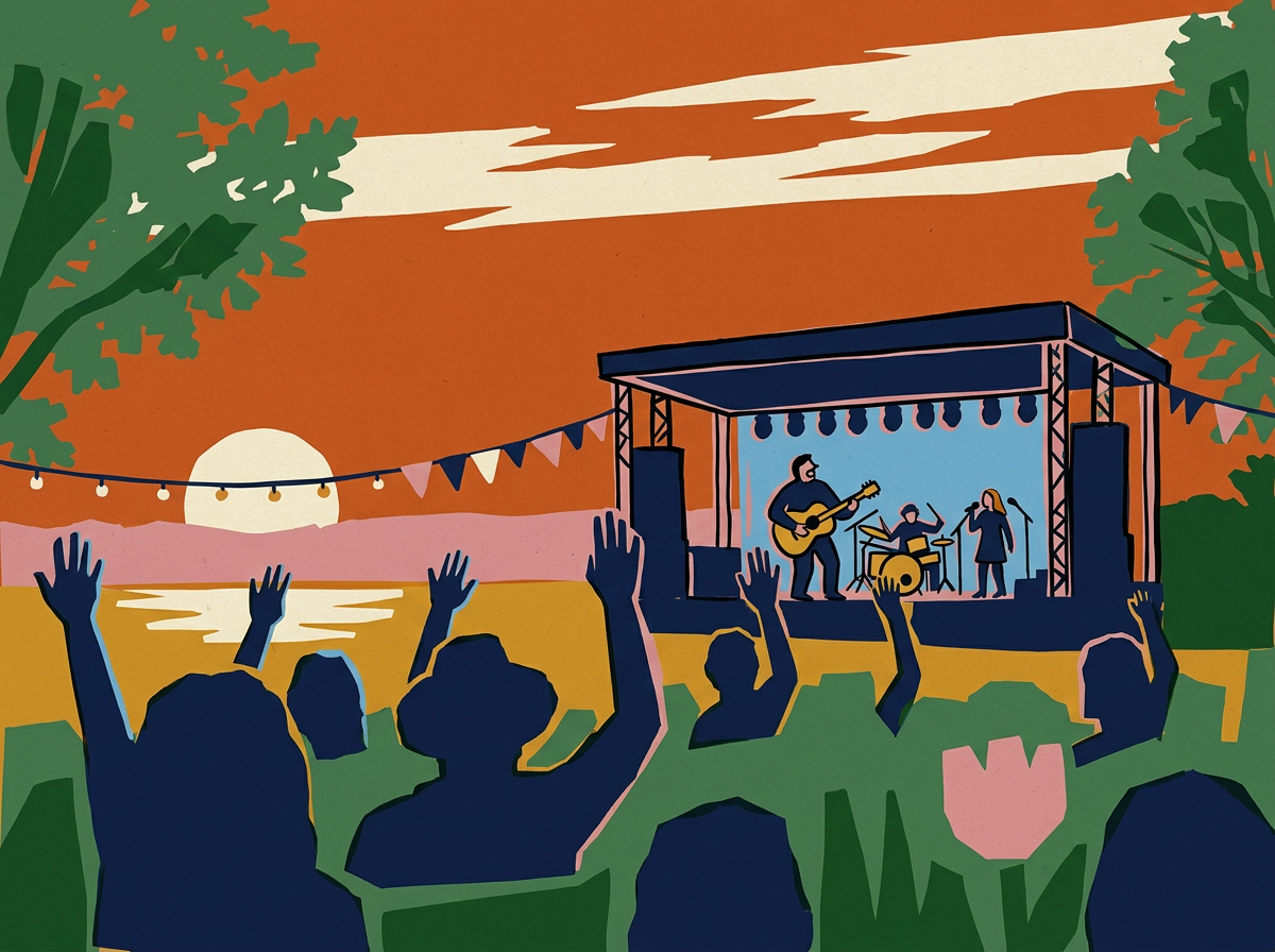 Retro illustration celebrating music at the festival